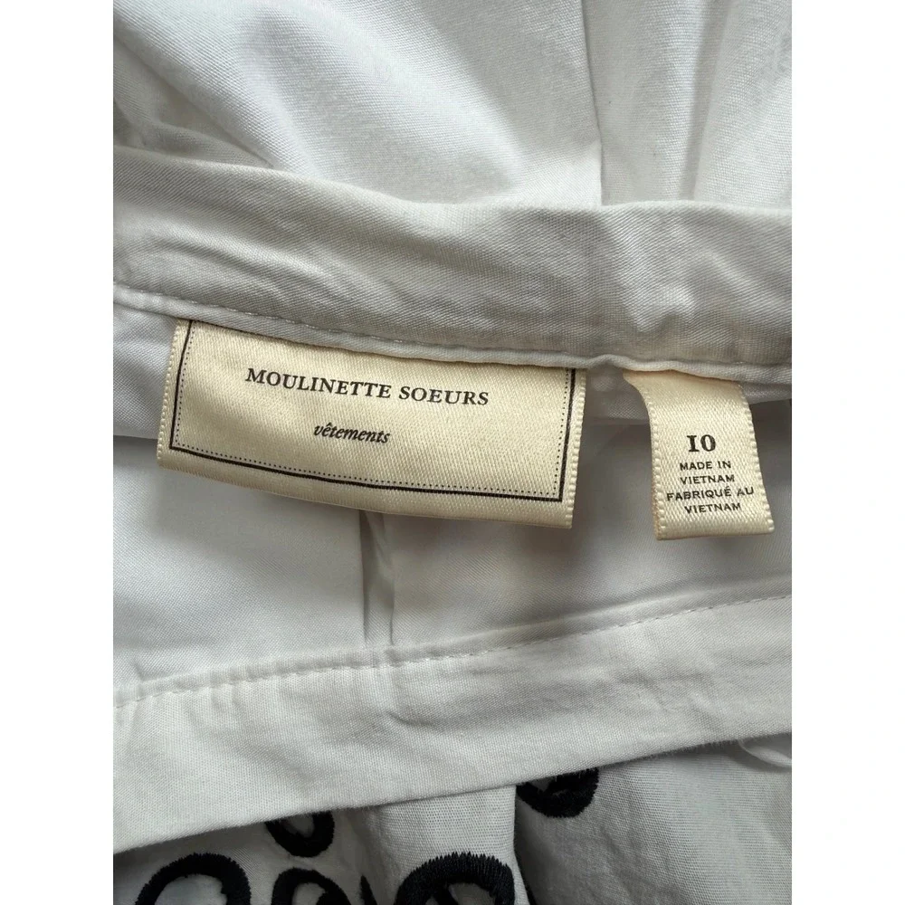 Anthropologie‎ Moulinette Soeurs Skirt Women Eyelet Scalloped Poplin Size 10